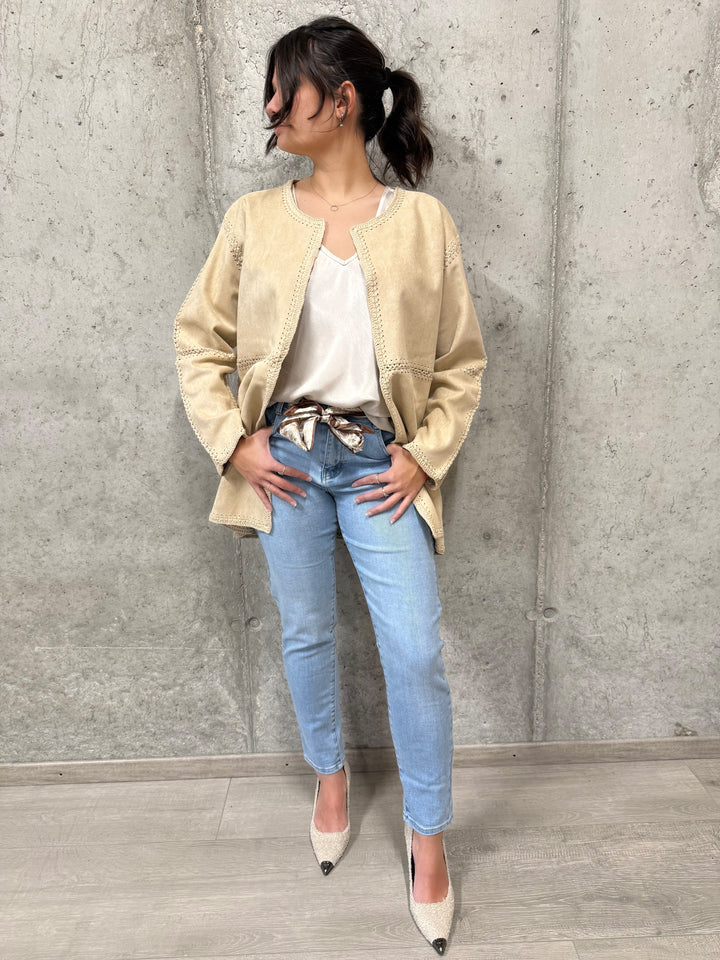 Veste/gilet en suédine beige (38/40)