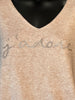 Pull "J'adore" beige