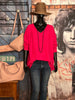 Pull nid d'abeille col V + SIZE fuchsia