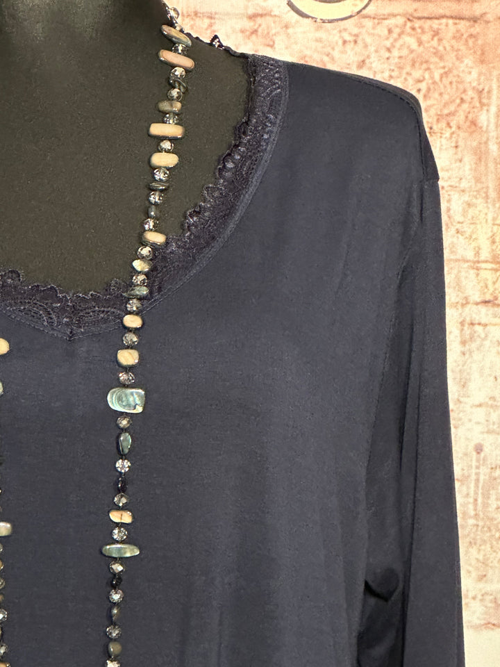Spitze unter dem Pullover + GRÖSSE (44/48) Marineblau