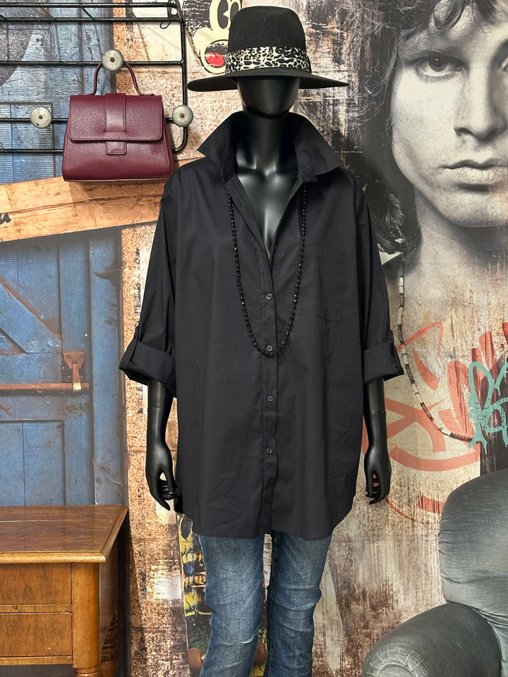 Einfarbiges langes Hemd aus 100% Baumwolle (42/46) MADE IN 🇮🇹