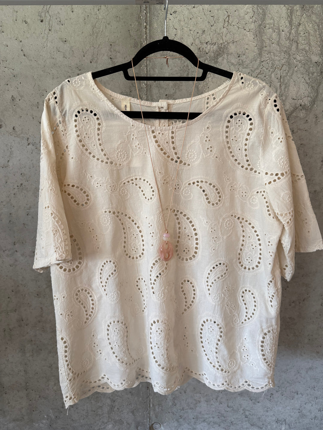 Bluse mit Kaschmir-Muster und Ajour-Design, 100 % Baumwolle (38/42), Made in Italy