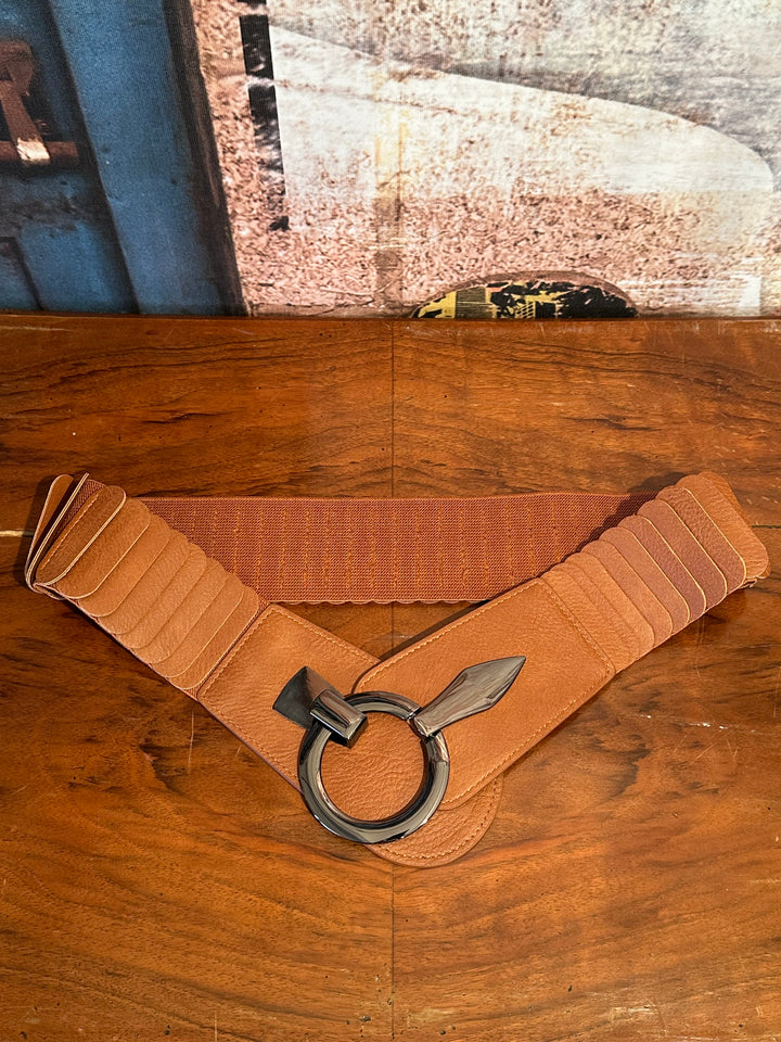 Elastischer Gürtel cognac Schnalle anthrazit