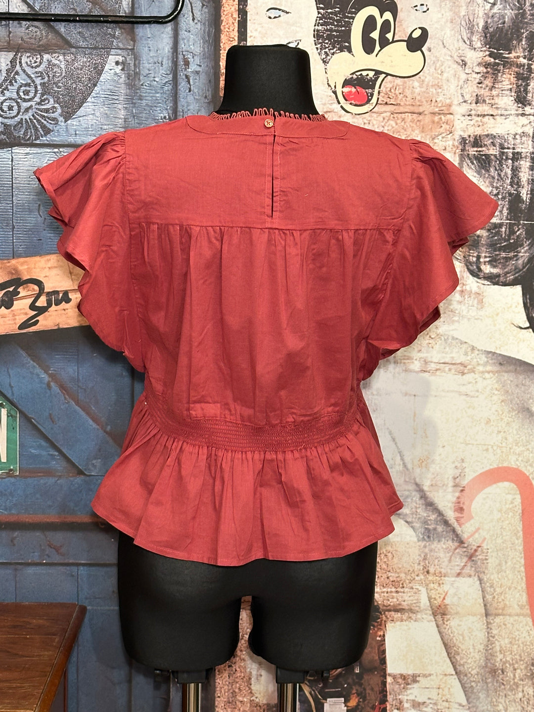 Bluse aus 100% Baumwolle "romantisch" terracotta