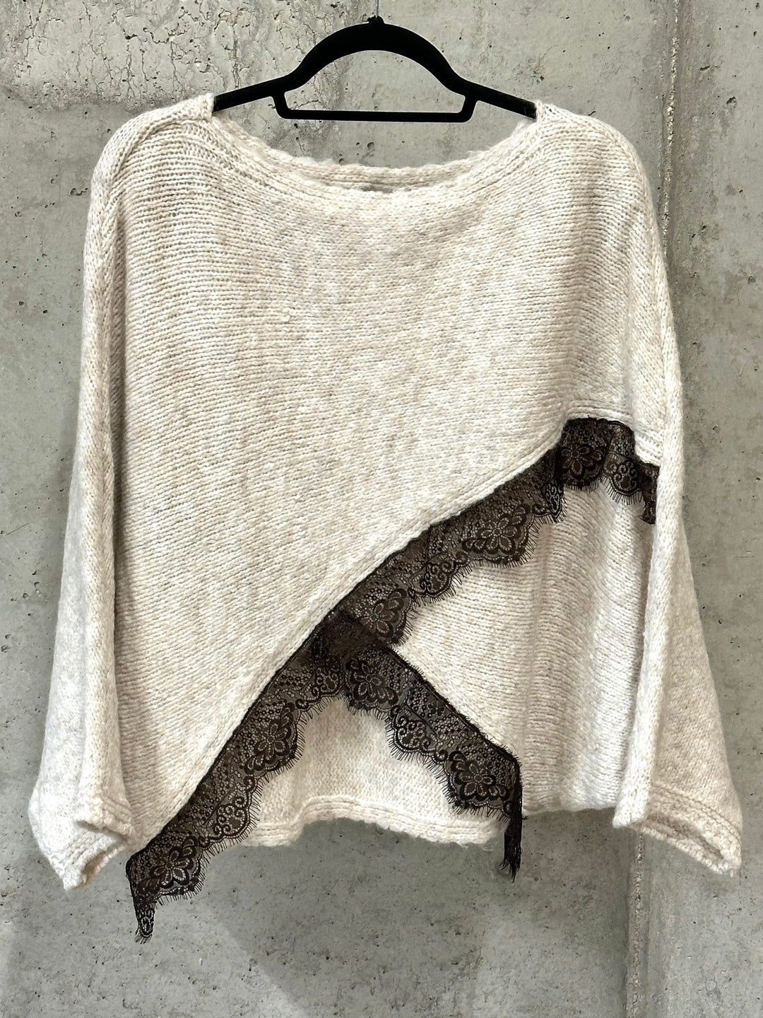 Wickelpullover aus Strick und Spitze (38/44) MADE IN 🇮🇹