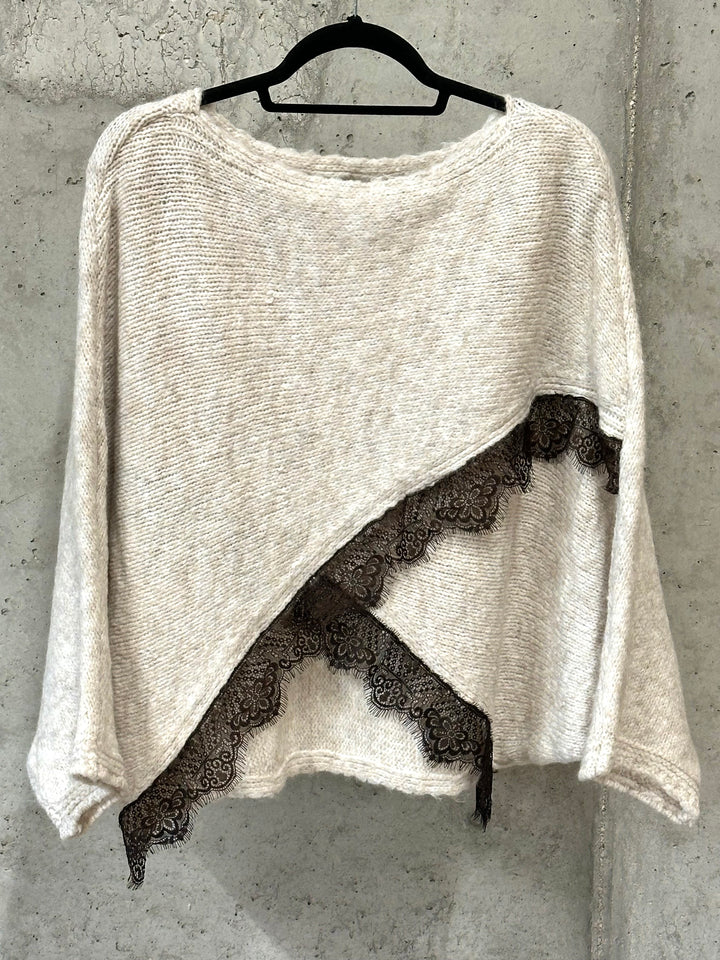 Wickelpullover aus Strick und Spitze (38/44) MADE IN 🇮🇹