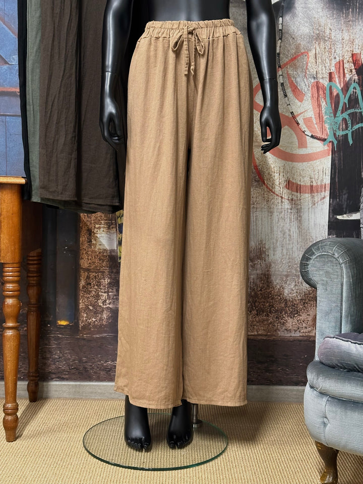 Pantalon "Timéo" taille élastique viscose &amp; lin (42/46) MADE IN ITALY