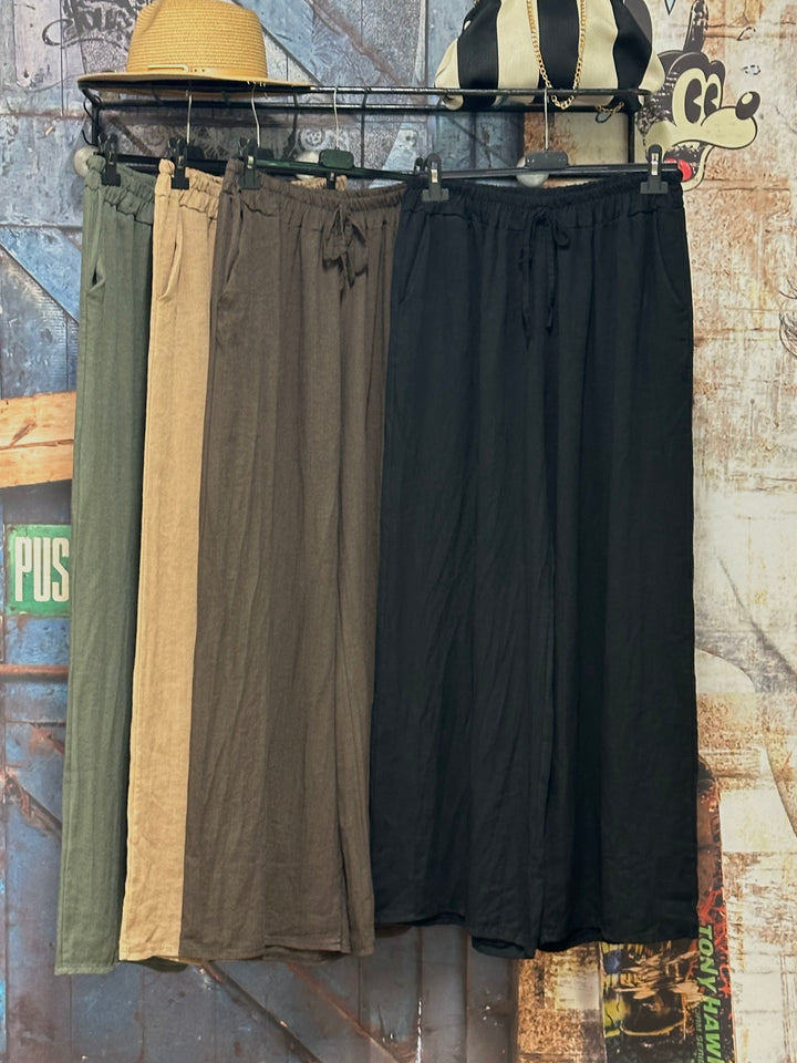 Pantalon "Timéo" taille élastique viscose &amp; lin (42/46) MADE IN ITALY
