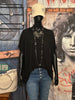 T-Shirt + size V-Ausschnitt Spitze schwarz meliert