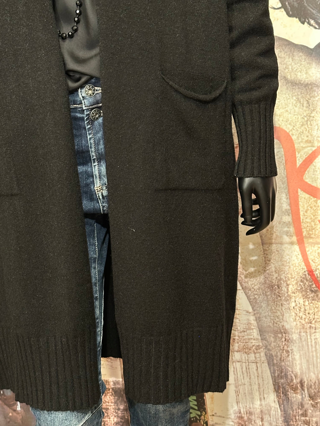 Cardigan uni long noir (36/40)