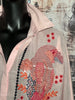 Chemisier oversize 100% coton "perroquets" rose pastel