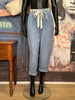 Pantalon 50% lin & 50% coton bleu denim