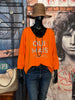 Weicher Pullover "Oui mais non" orange