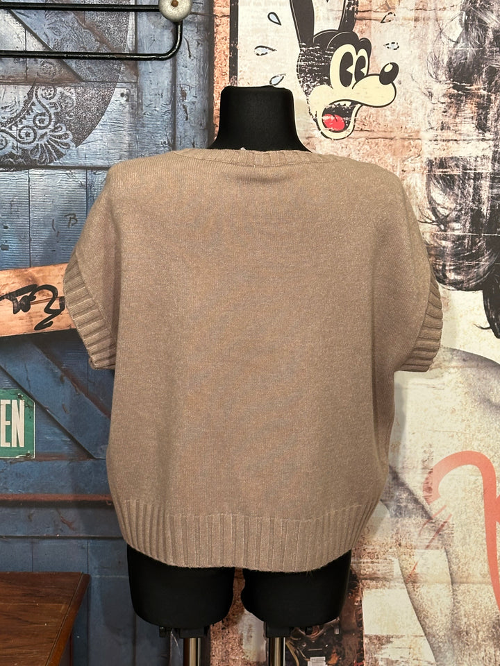 Ärmelloser Pullover & Rundhalsausschnitt taupe (38/42)