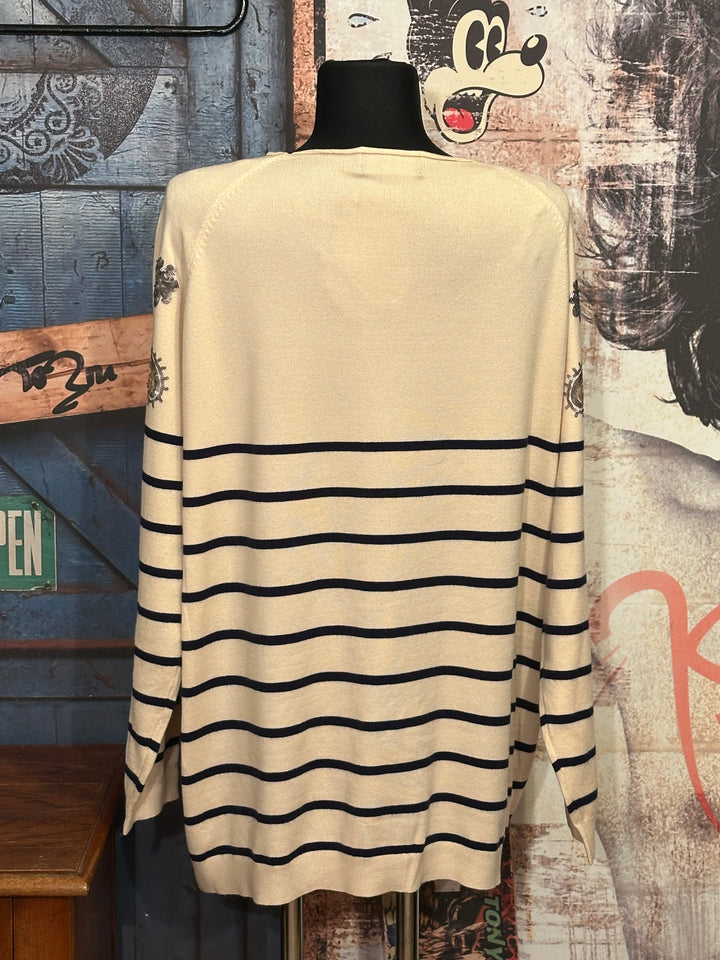 Pull marinière + size beige & bleu marine (44/48)