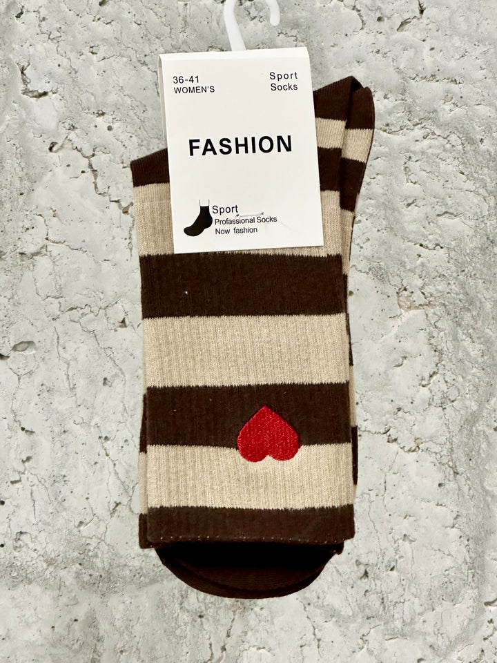 Chaussettes lignes &amp; coeurs "Judith"