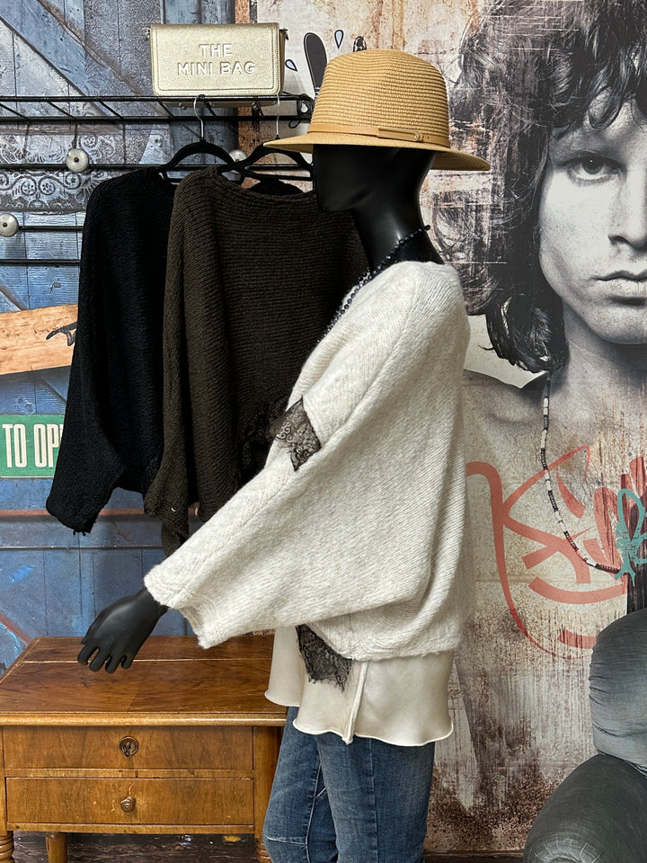 Wickelpullover aus Strick und Spitze (38/44) MADE IN 🇮🇹