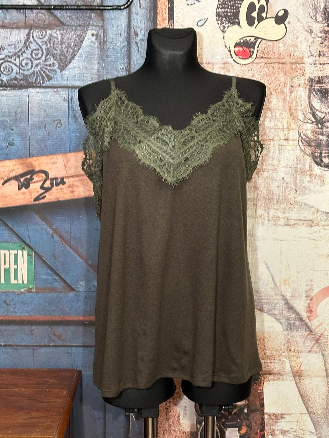 Caraco + size Spitze khaki Militär (42/46)