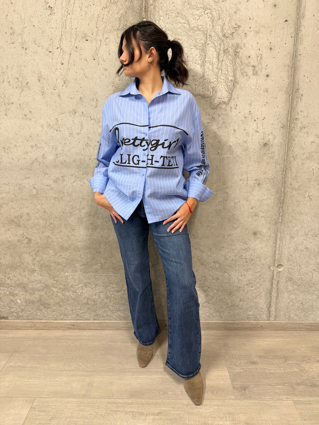 Chemisier "Prettygirl" Bleu & blanc (36/38) 100% coton MADE IN FRANCE