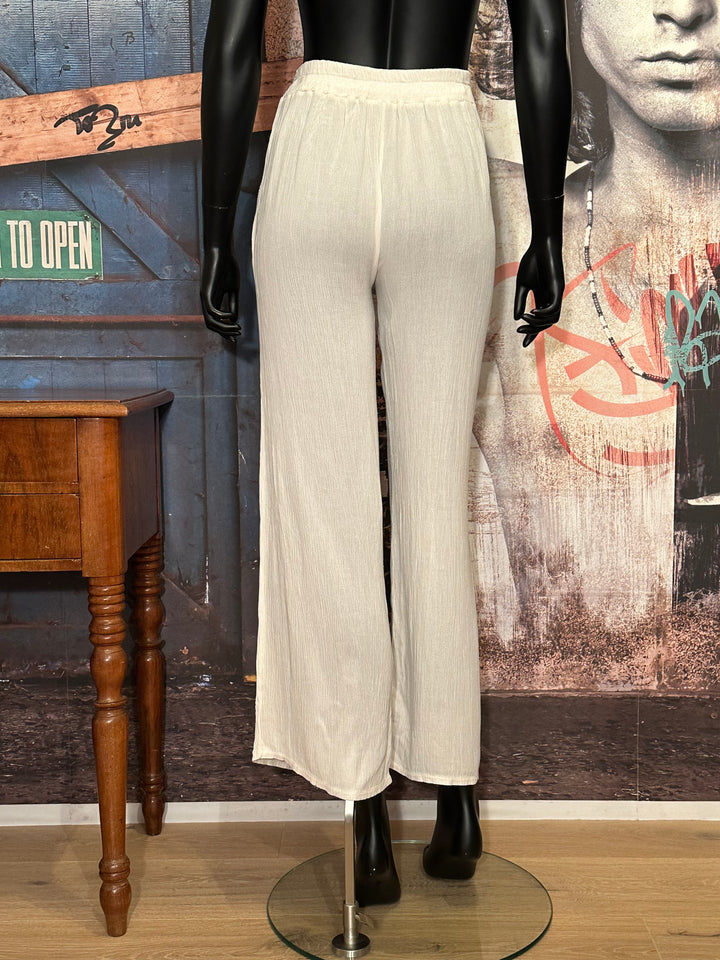 Pantalon léger 100% viscose taille élastique écru