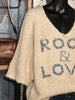 Pull en maille "Rock & Love" crème/bleu