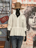 Blouse unie style bohème blanc cassé