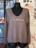 Pull "J'adore" taupe