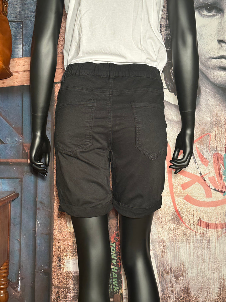 Stretch-Shorts mit elastischem Bund schwarz