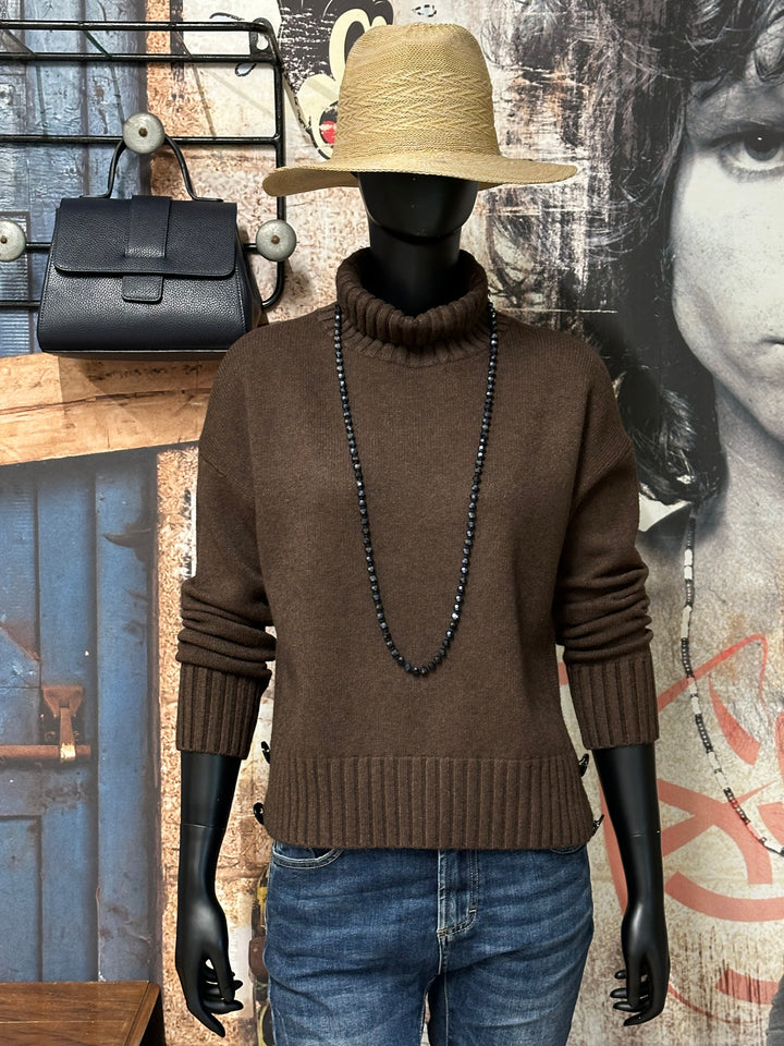 Pullover mit Schornsteinkragen & Knöpfen (36/40)