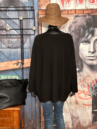 Pull oversize + SIZE col V noir