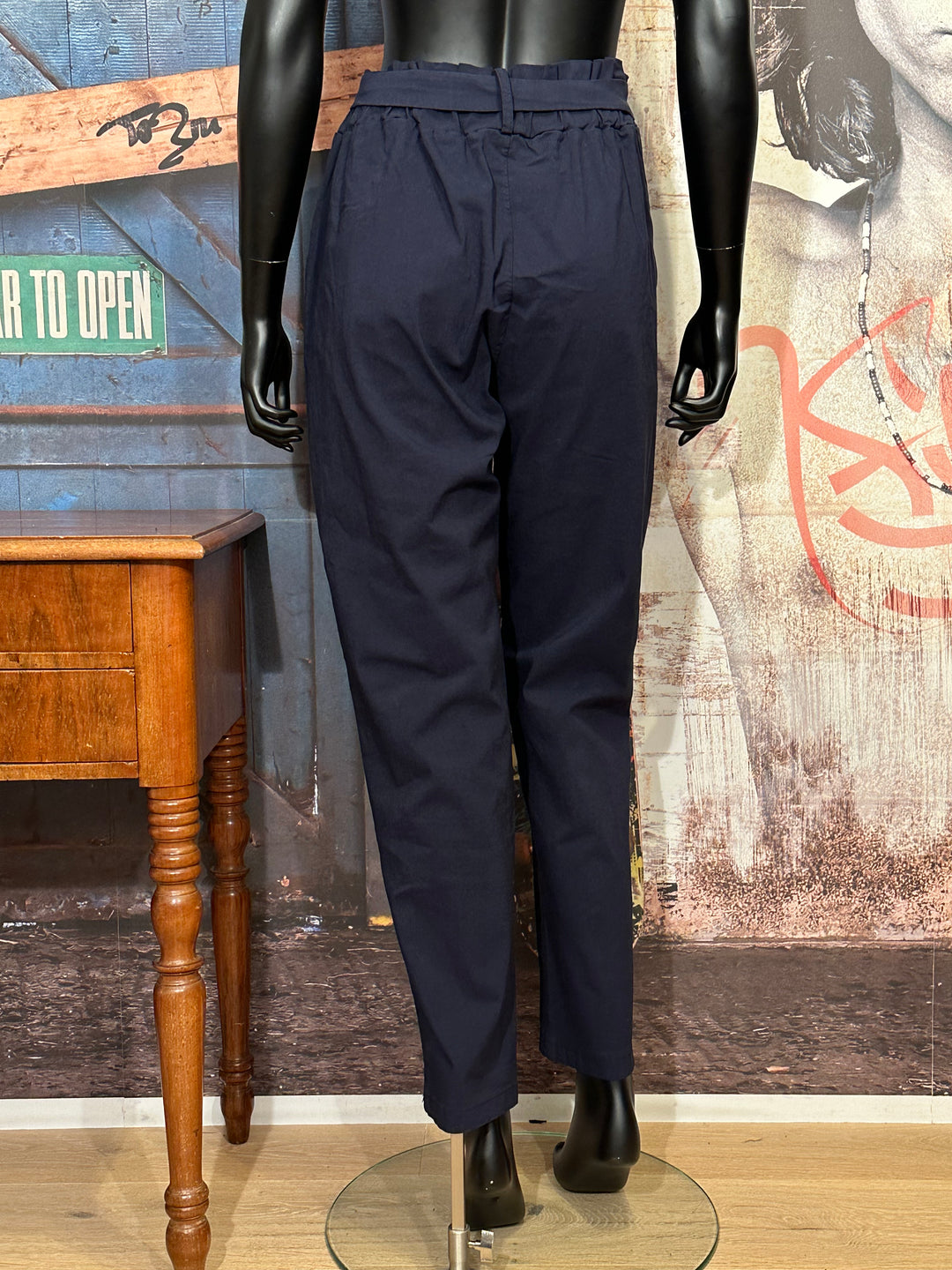 Pantalon stretch + size taille élastique bleu marine (42/46)