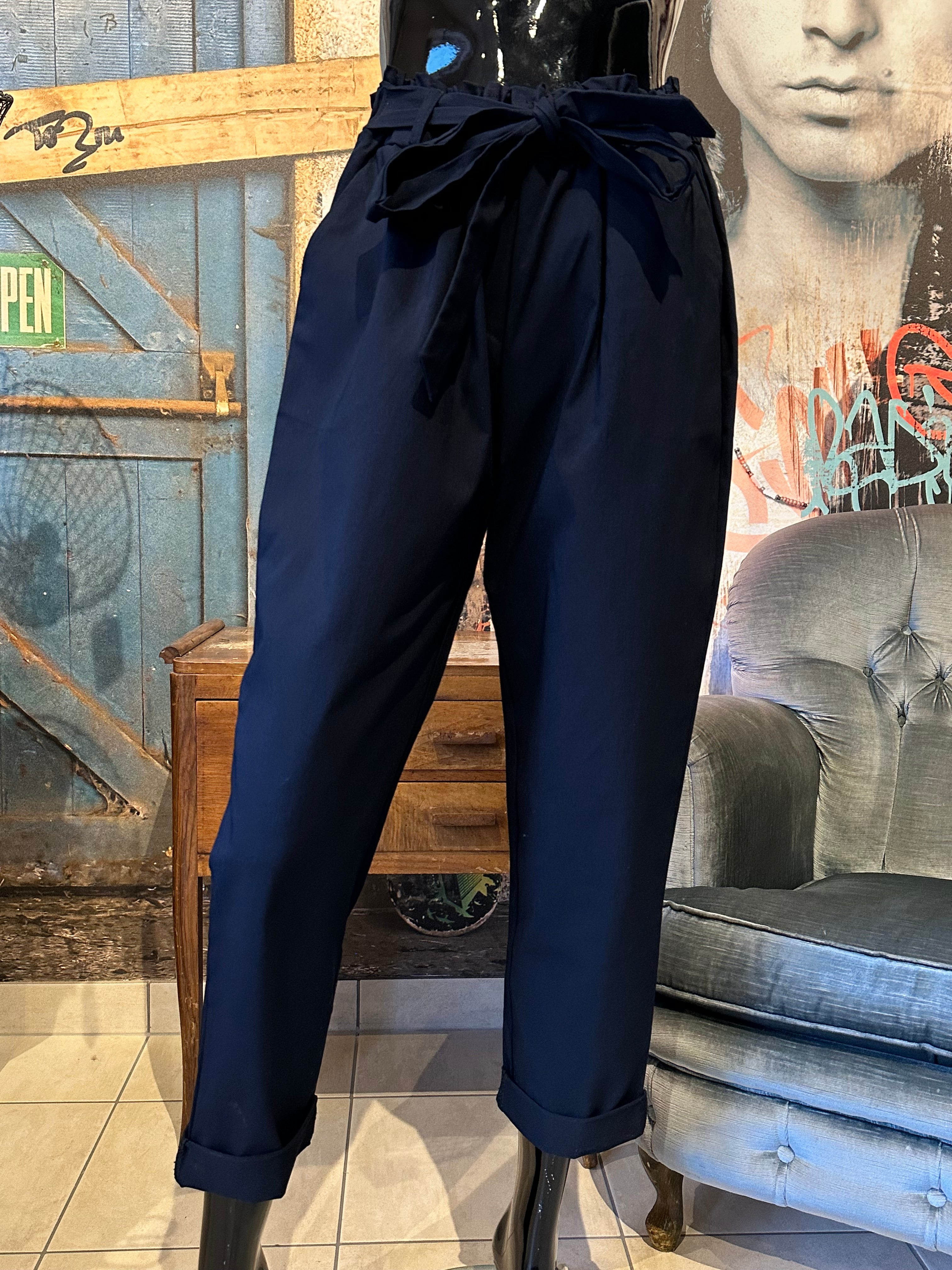 Pantalon taille élastique bleu marine taille 44/48