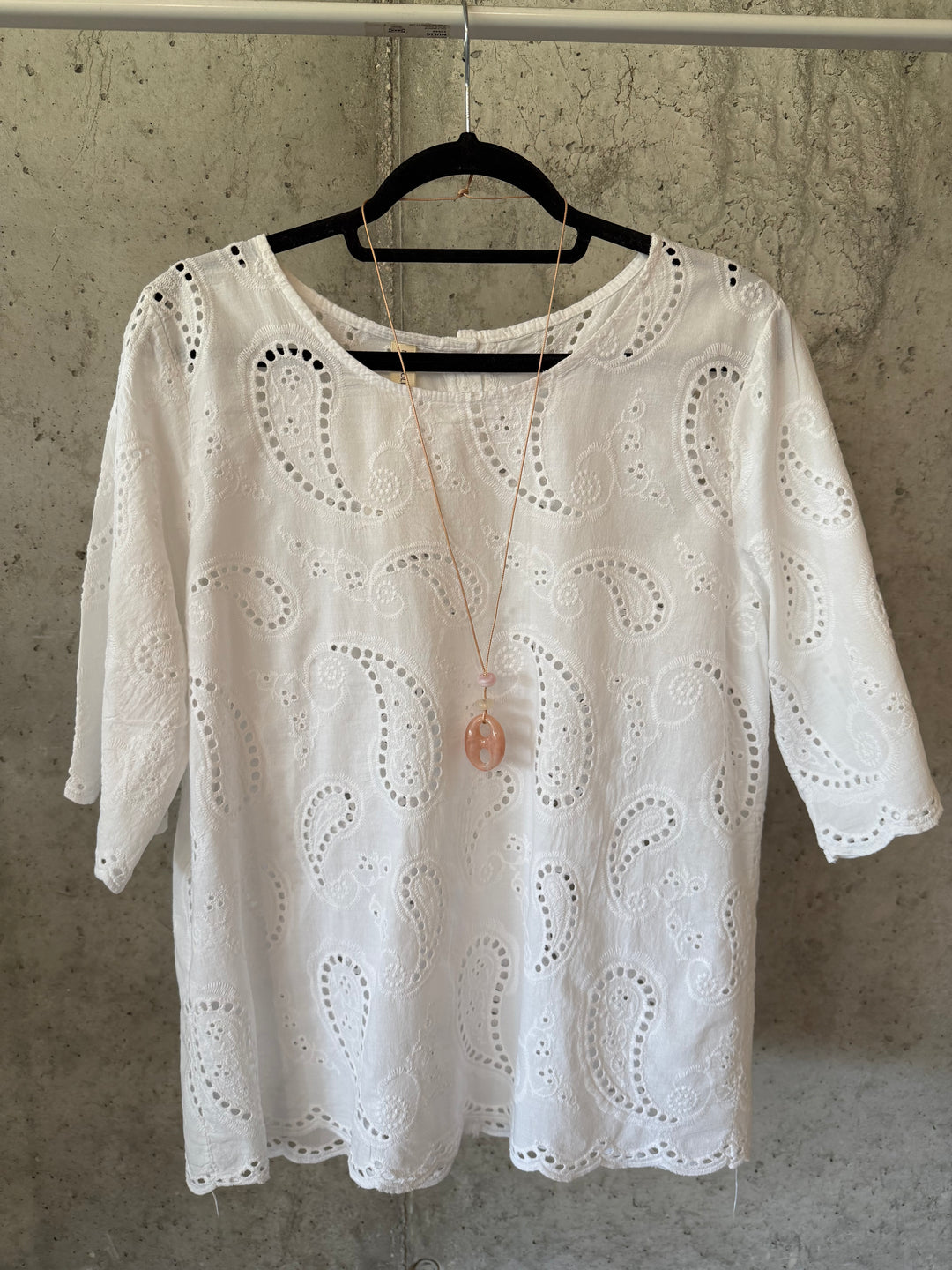 Bluse mit Kaschmir-Muster und Ajour-Design, 100 % Baumwolle (38/42), Made in Italy