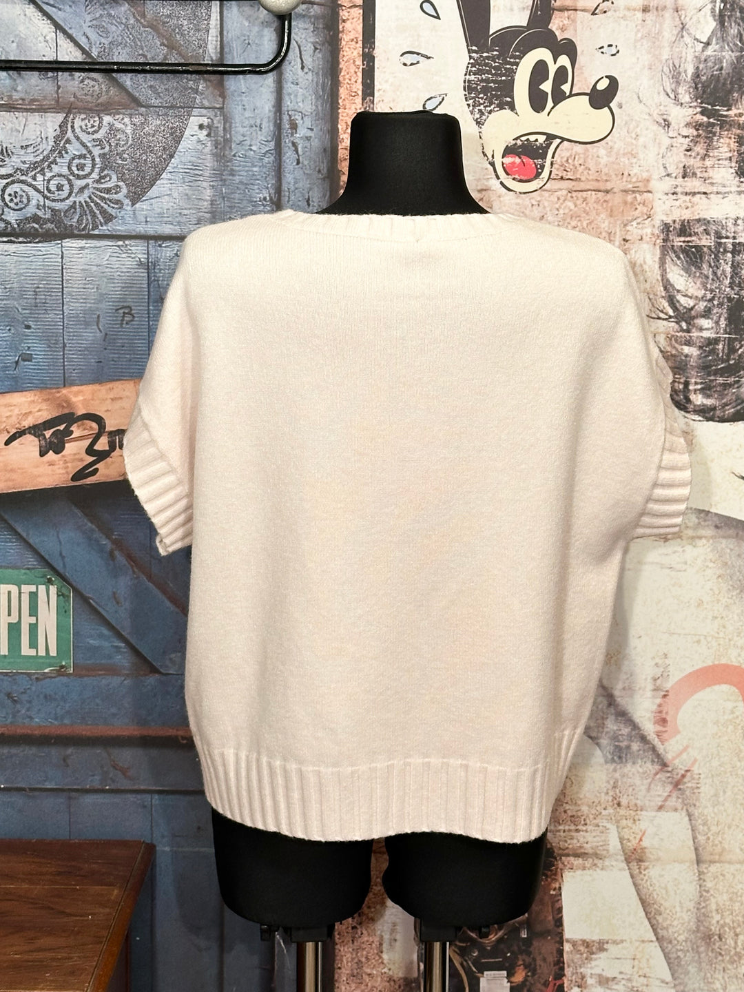 Ärmelloser Pullover & Rundhalsausschnitt ecru (38/42)