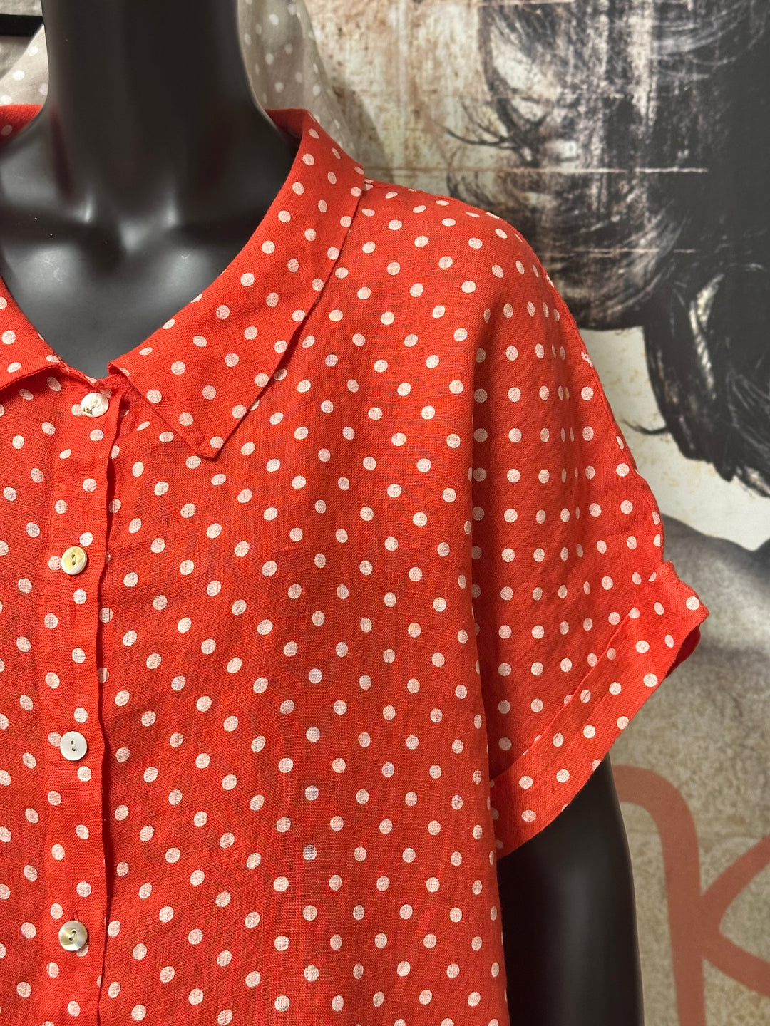 Chemisier à pois "Angèle" style "rétro"  100% lin (38/42) MADE IN ITALY