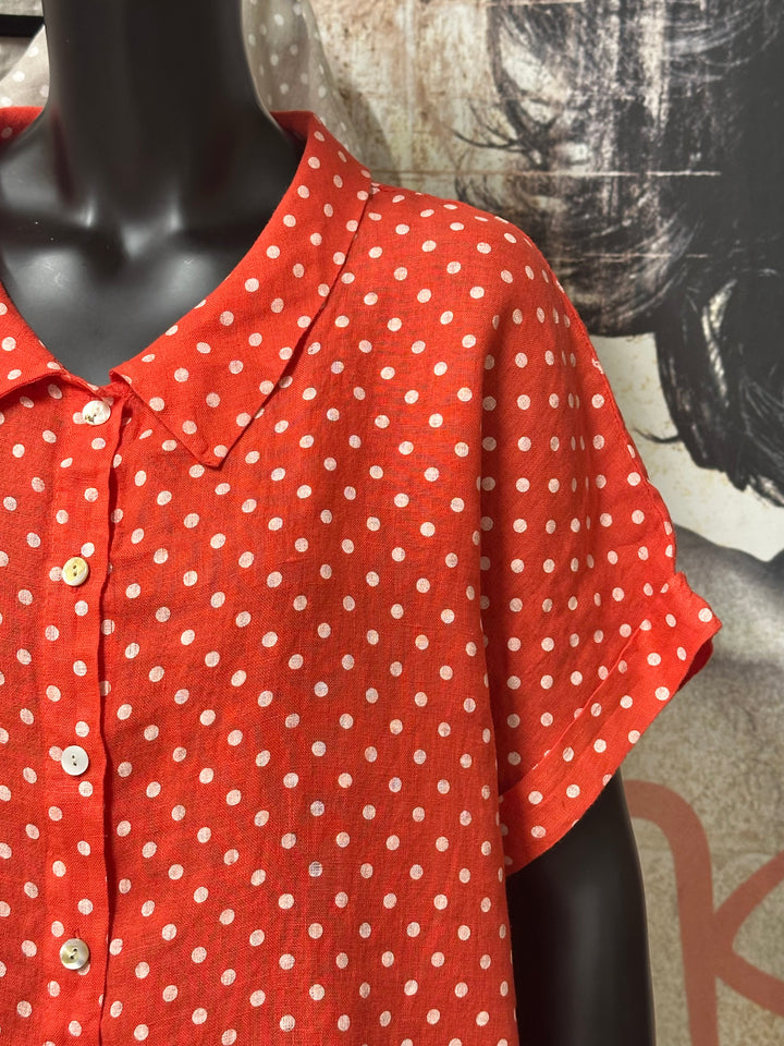 Chemisier à pois "Angèle" style "rétro"  100% lin (38/42) MADE IN ITALY