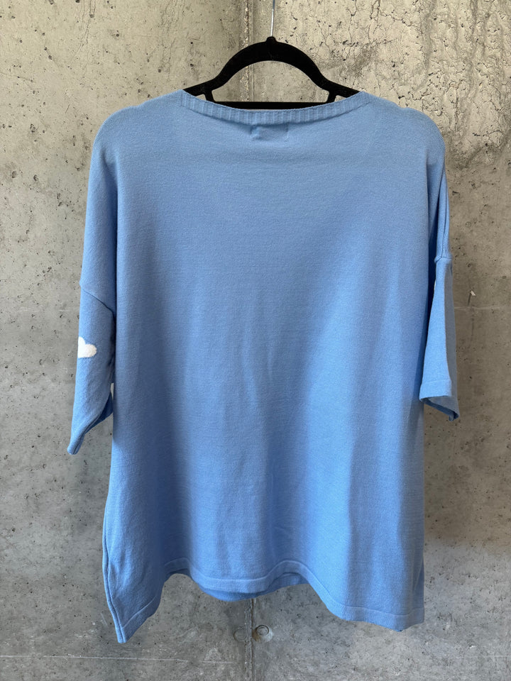Pullover mit Herzmuster und kurzen Ärmeln, Größe 40/46