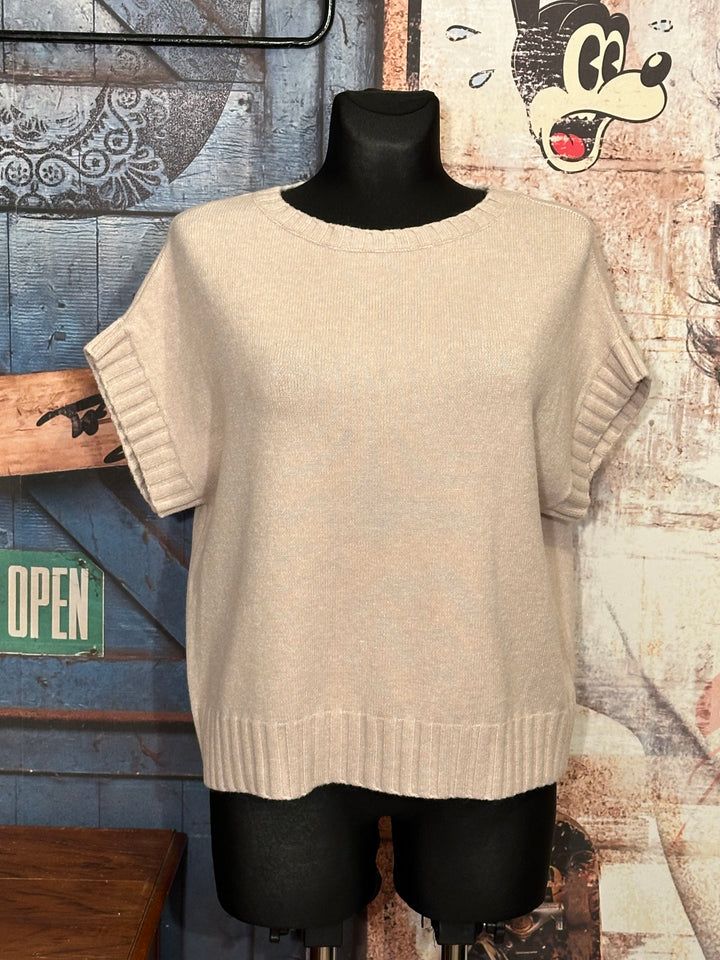 Ärmelloser Pullover & Rundhalsausschnitt beige (38/42)