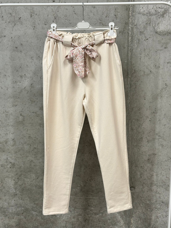 Jogginghose im Komfort-Schnitt mit geblümtem Bund, Größe 38/40, MADE IN ITALY