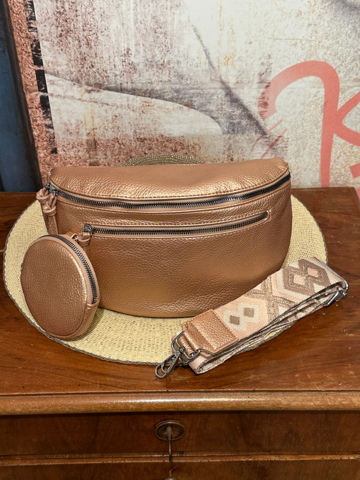 Sac banane bandoulière cuivré/rosé
