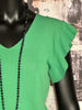 T-shirt manches froufrou vert italien