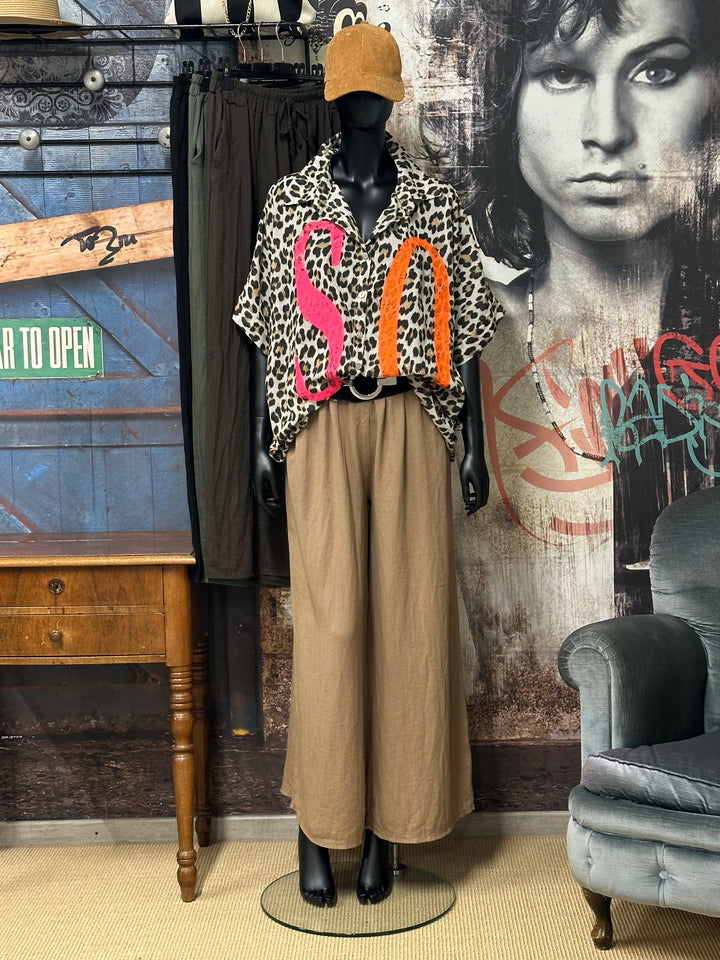 Pantalon "Timéo" taille élastique viscose &amp; lin (42/46) MADE IN ITALY