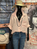 Chemisier uni 100% lin oversize rose pastel