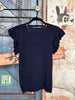 T-shirt manches froufrou bleu marine