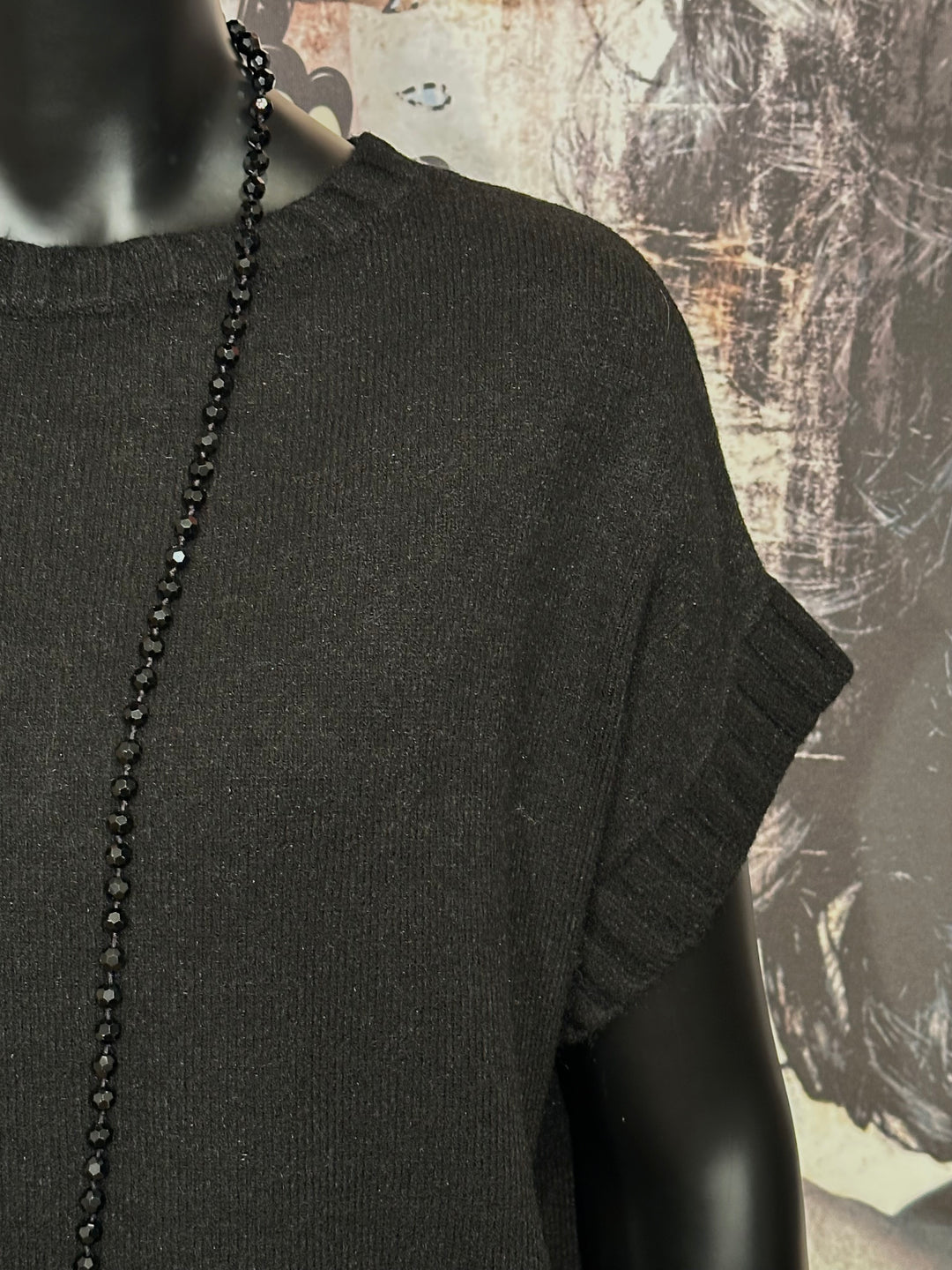Ärmelloser Pullover & Rundhalsausschnitt Schwarz (38/42)