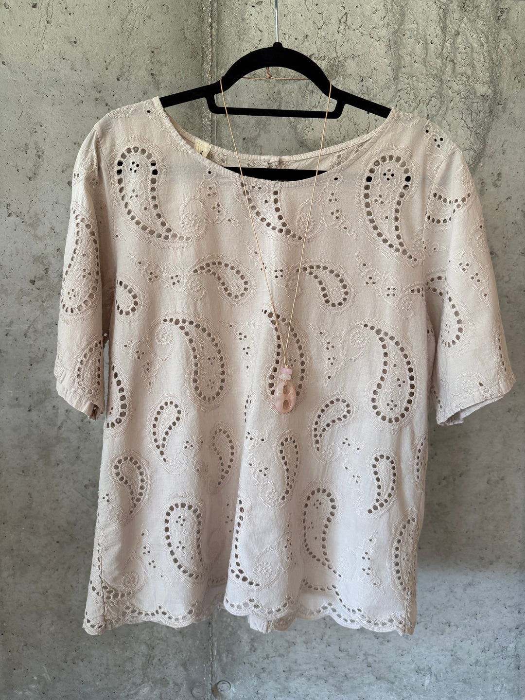 Bluse mit Kaschmir-Muster und Ajour-Design, 100 % Baumwolle (38/42), Made in Italy