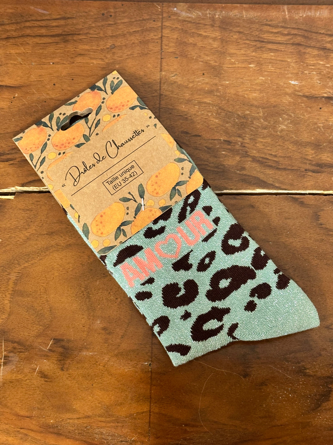 Chaussettes pailletées léopard "AMOUR"