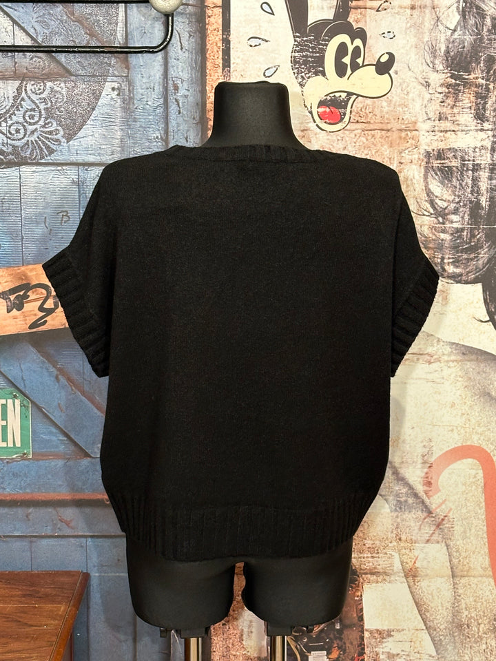Ärmelloser Pullover & Rundhalsausschnitt Schwarz (38/42)