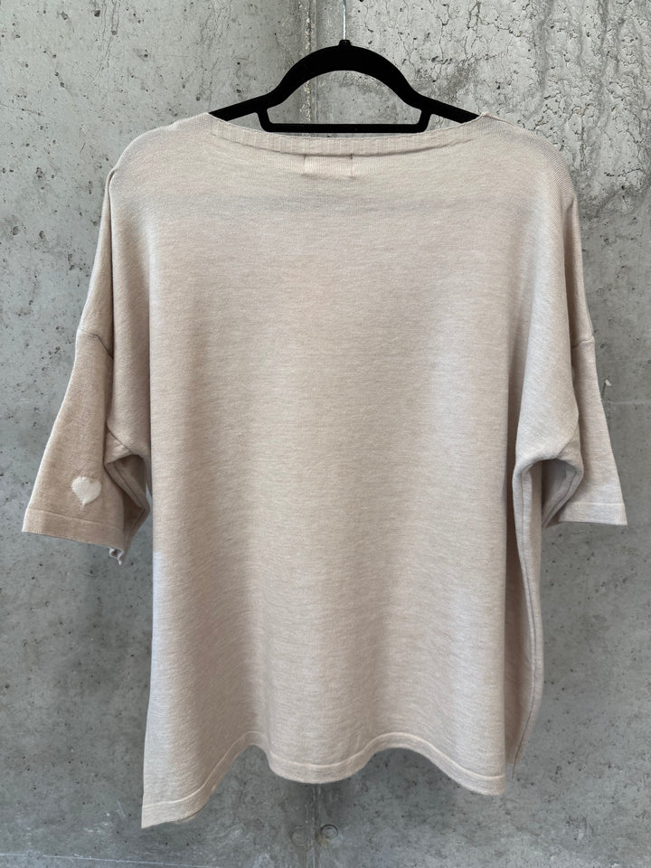 Pullover mit Herzmuster und kurzen Ärmeln, Größe 40/46
