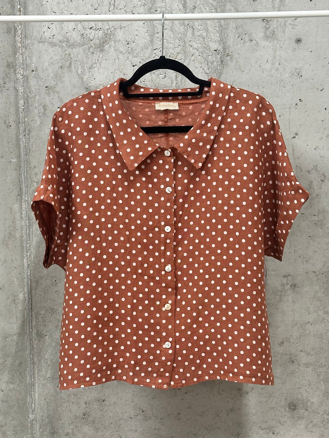 Chemisier à pois "Angèle" style "rétro"  100% lin (38/42) MADE IN ITALY